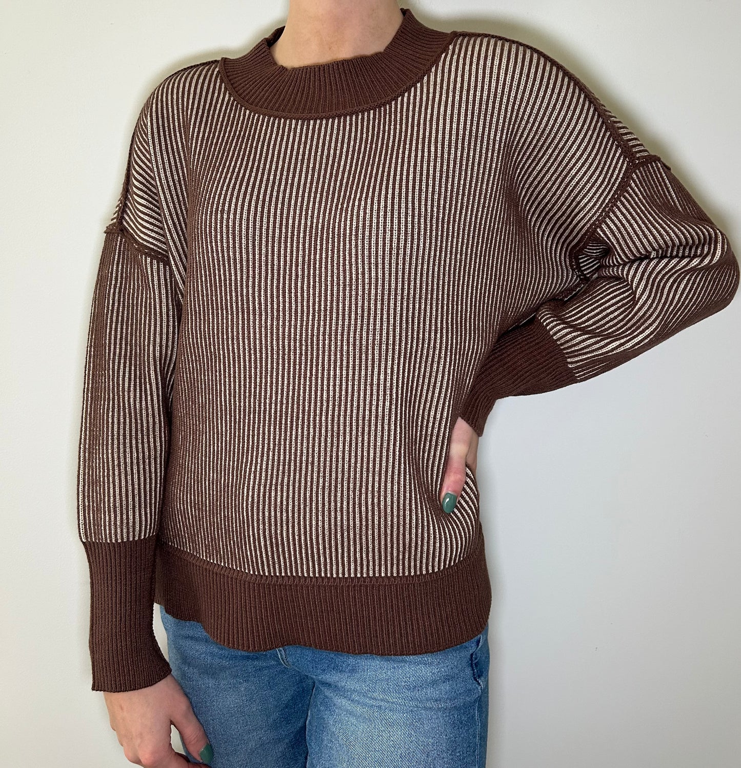 Brown Two Tone Sweater