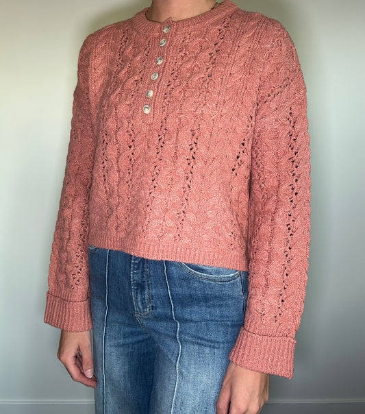 Peach Cable Knit Sweater