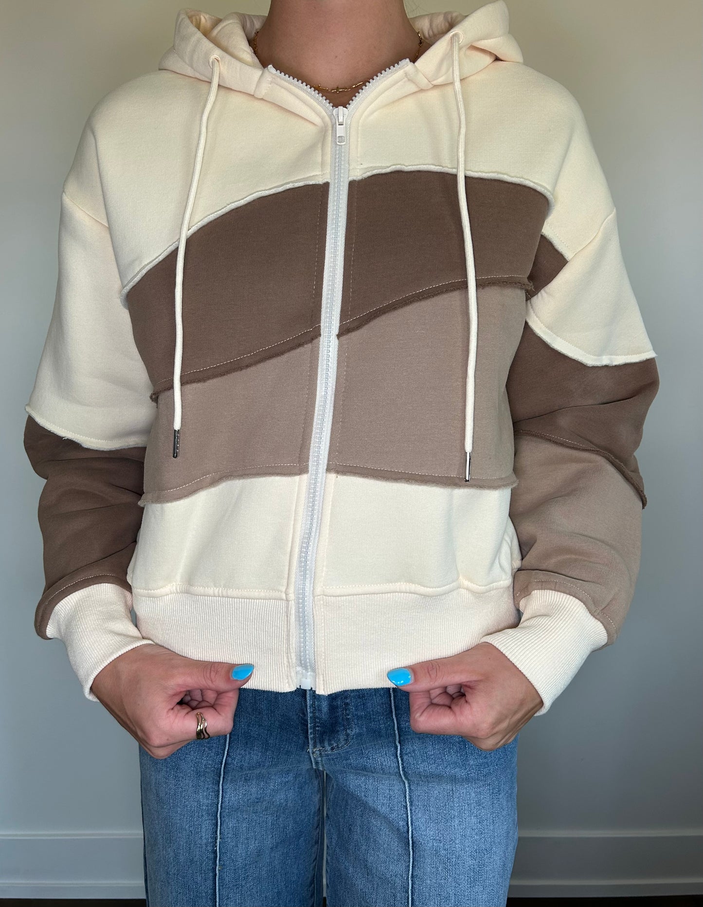 Textured Zip-Up Hoodie