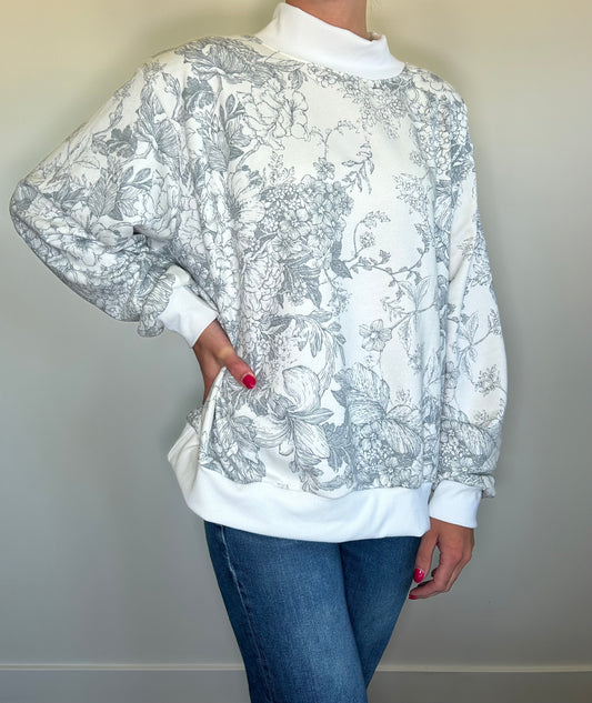 Floral Mock Neck Sweatshirt