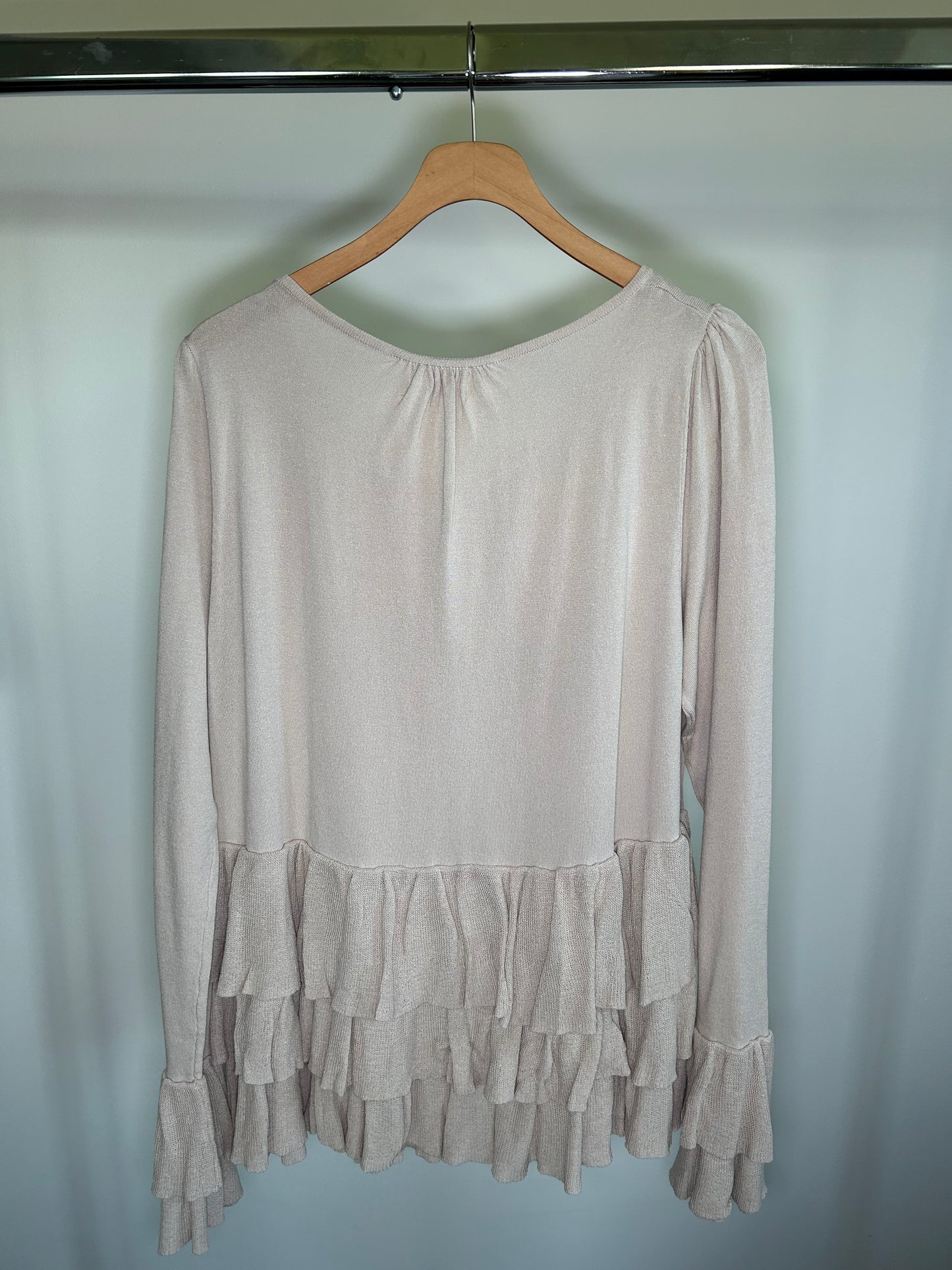 Tan Ruffle Cardigan