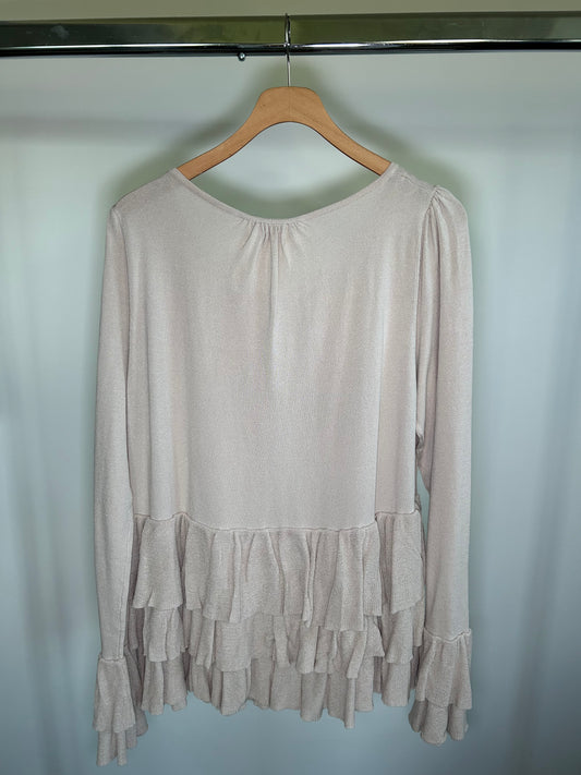 Tan Ruffle Cardigan