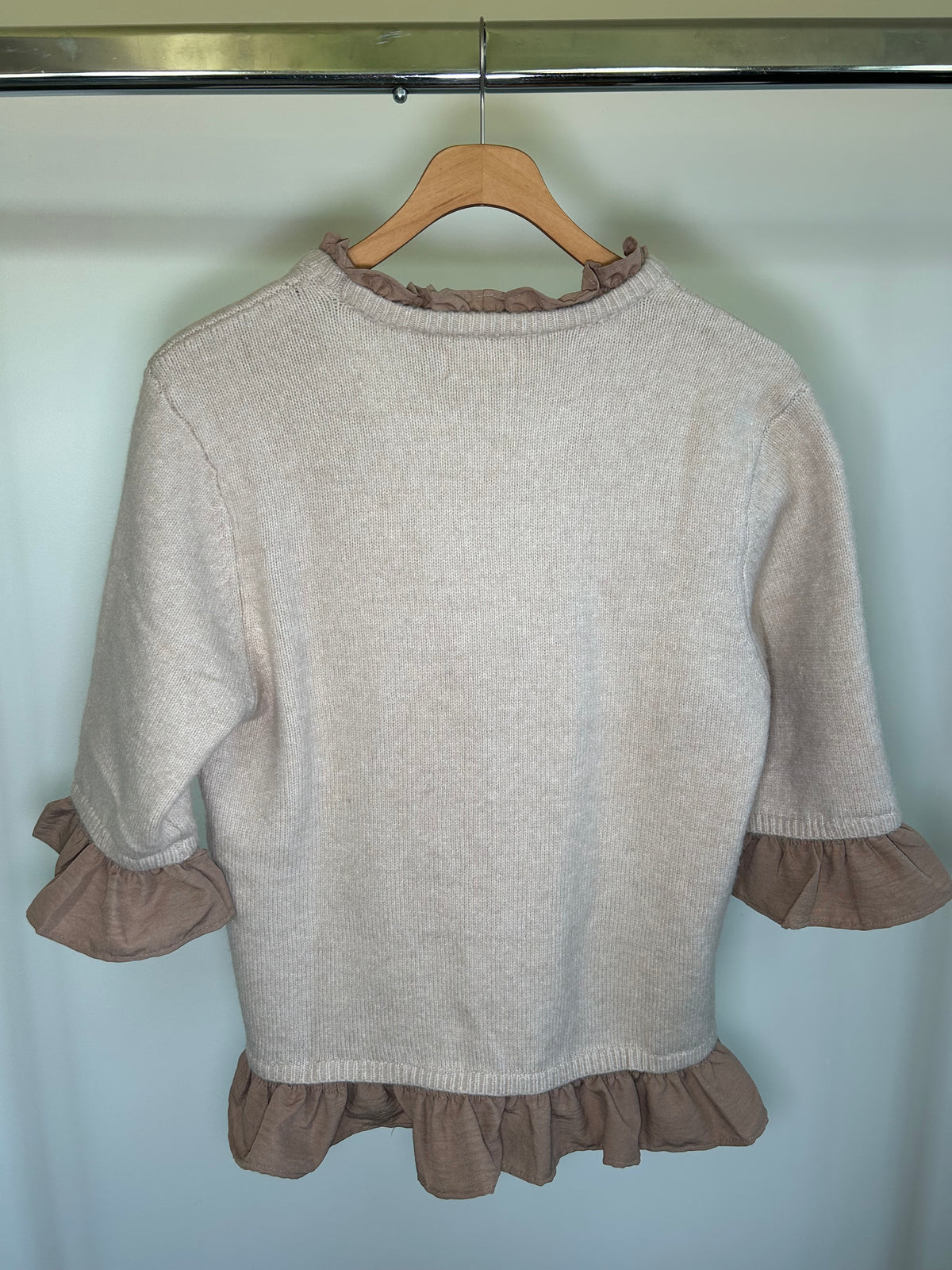 Latte Ruffle Trimmed Sweater