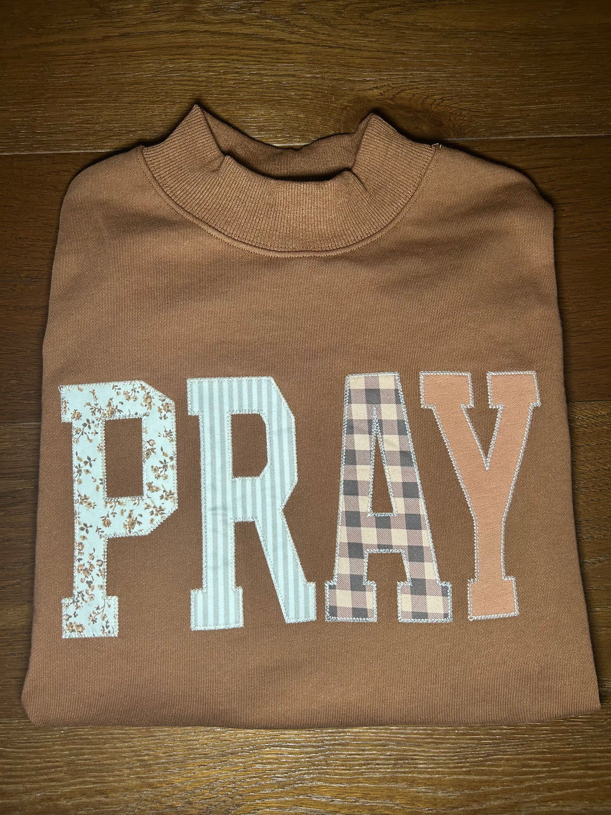Mocha Pray Patchwork Sweatshirt
