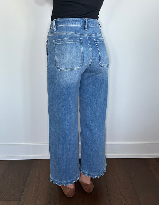 Scalloped Crop Jeans