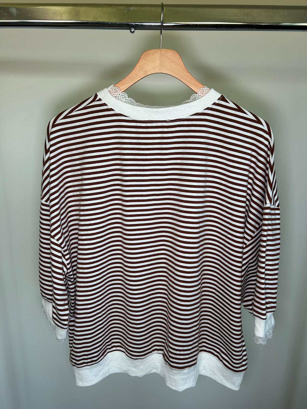 Brown Lace Trimmed Top