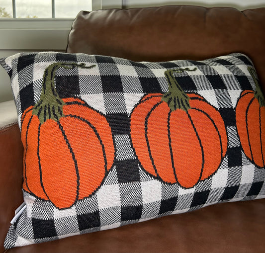 Plaid Pumpkin Pillow