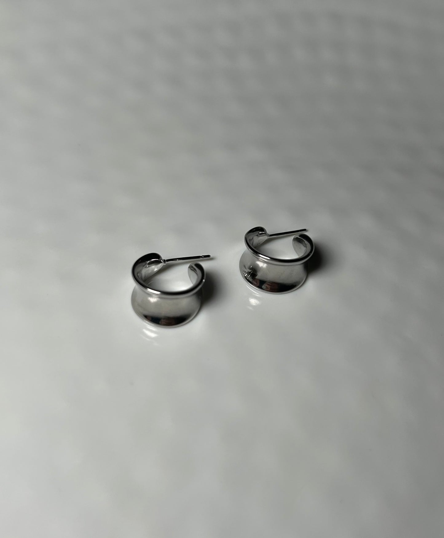 Silver Wide Dome Hoop Earrings