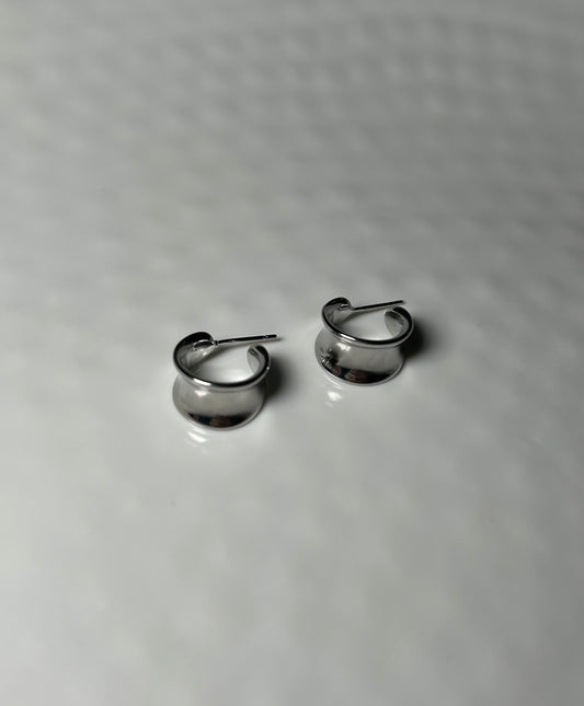 Silver Wide Dome Hoop Earrings