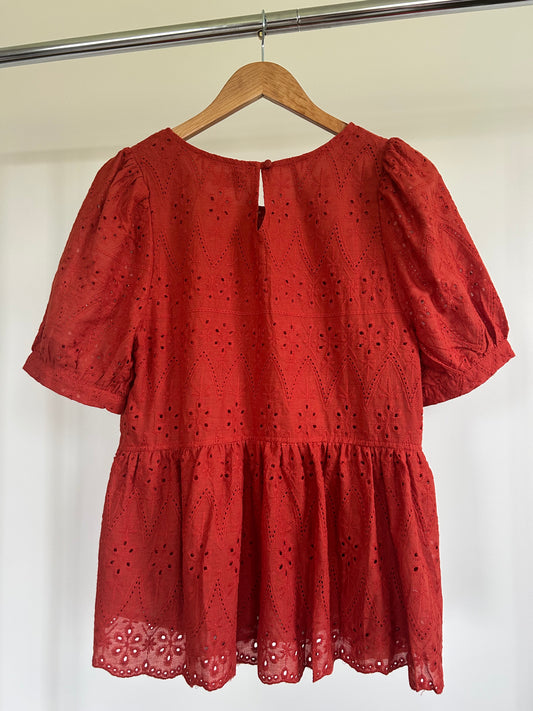 Rust Eyelet Top