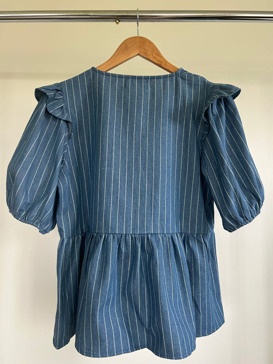 Denim Pinstripe Top