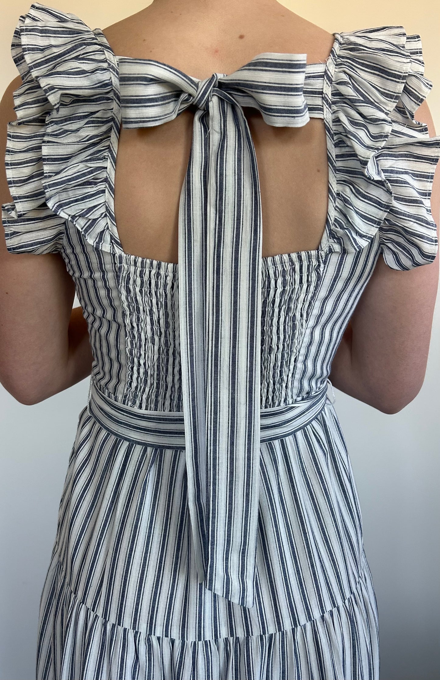 White and Blue Striped Sundress