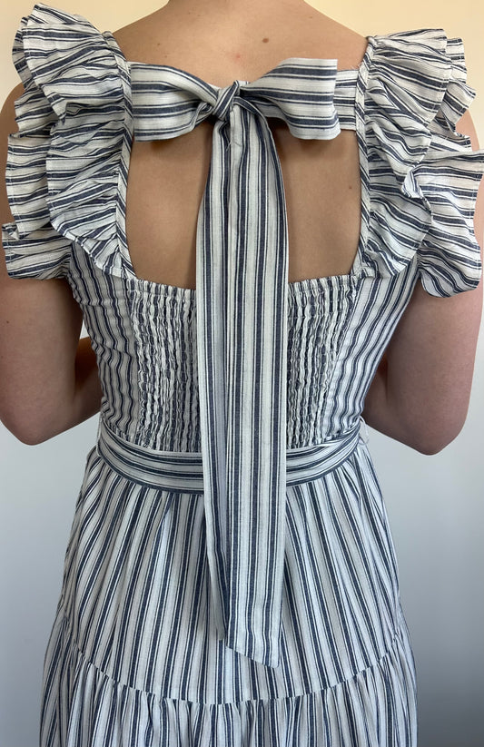 White and Blue Striped Sundress