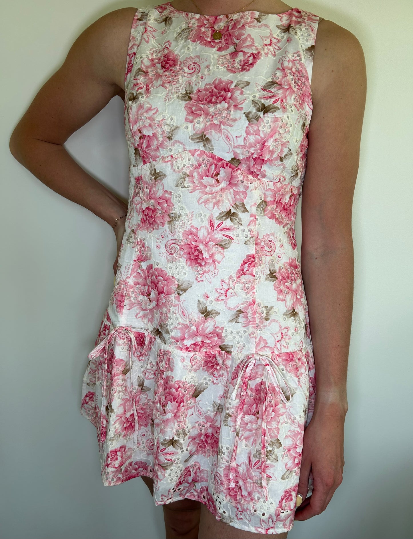 Pink and Ivory Floral Dress