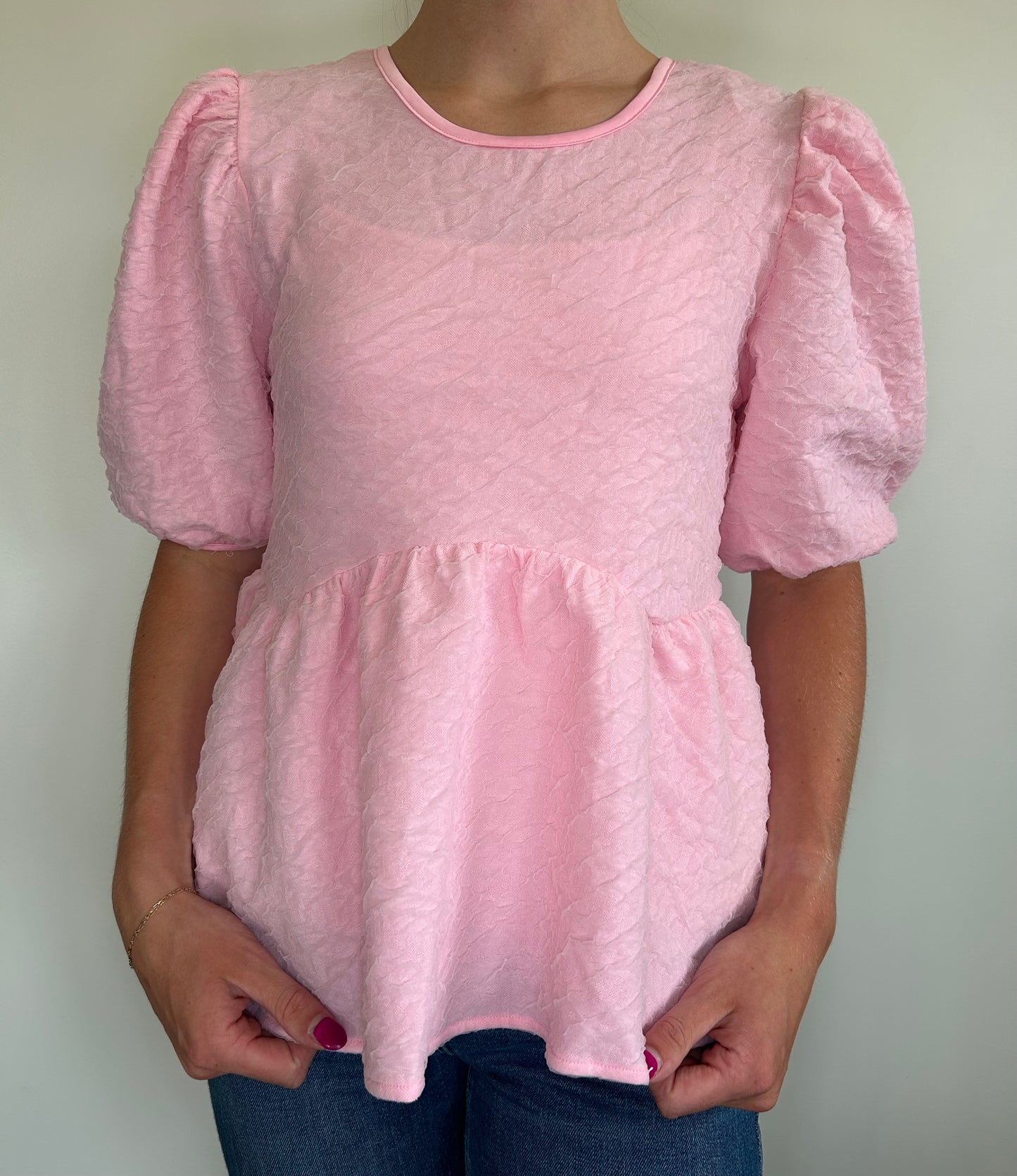 Cotton Candy Pink Textured Top