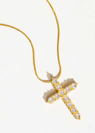 Large CZ Cross Necklace