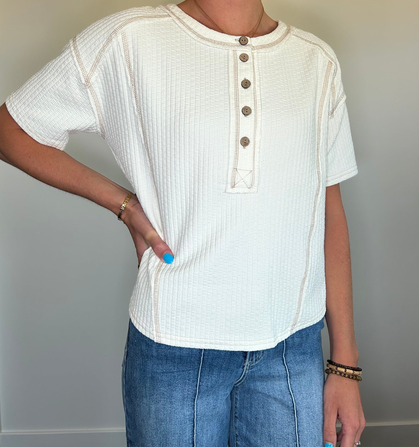 Cream Textured Tee