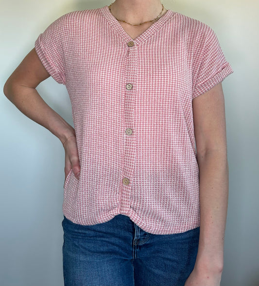 Pink Knit Buttoned Top