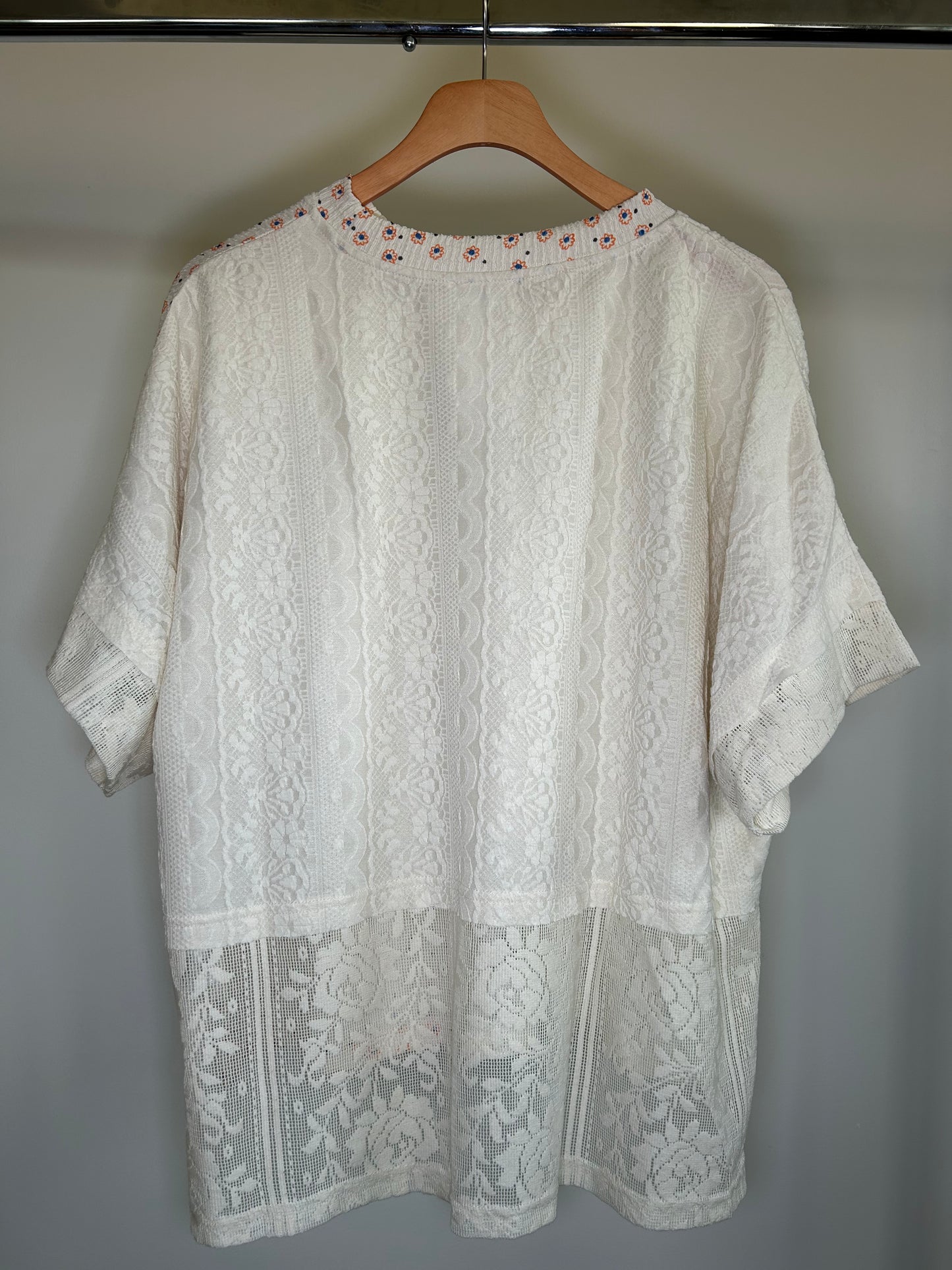 Flower Print Lace Trimmed Top