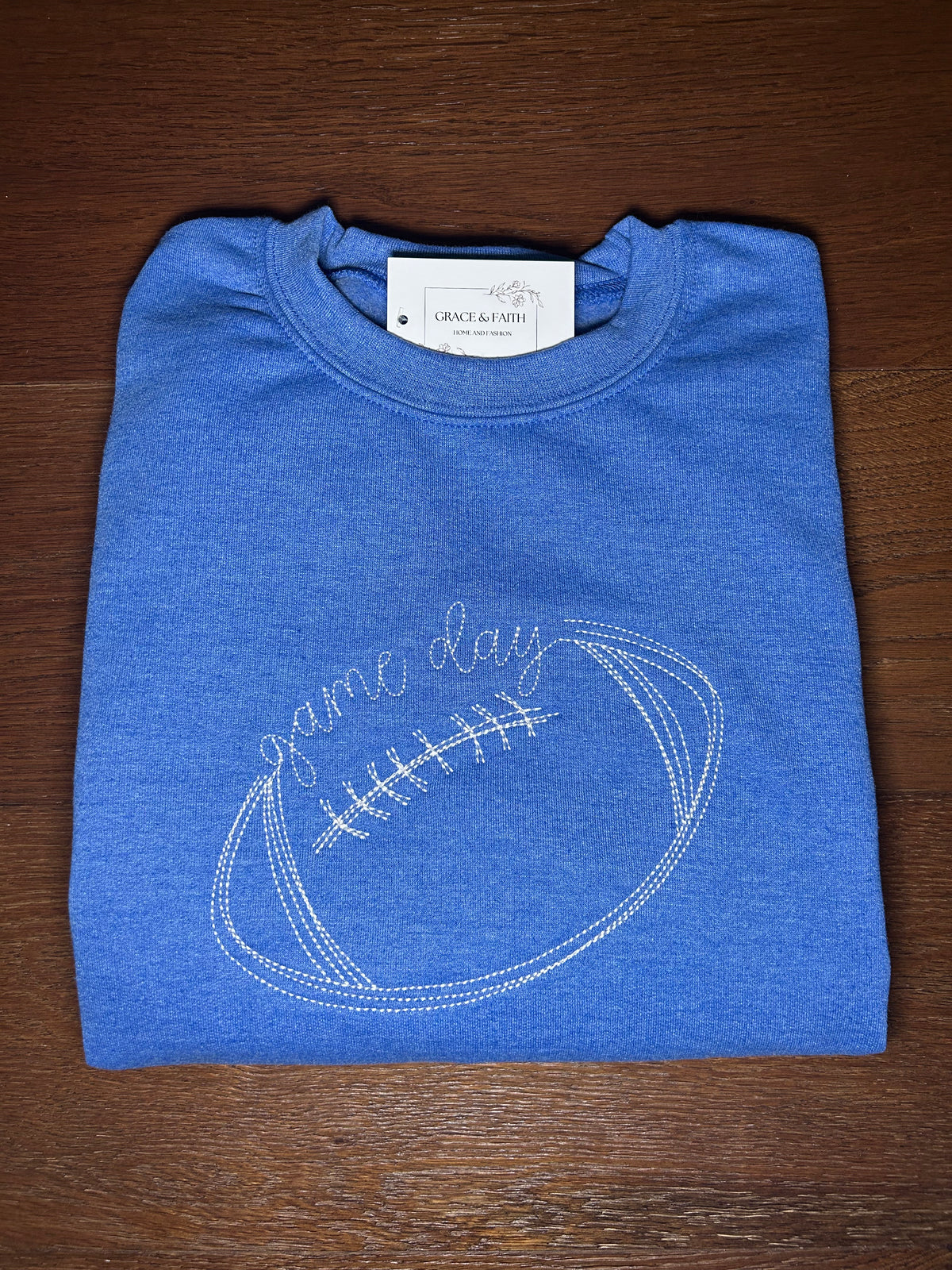 Game Day Football Embroidered Crew Neck