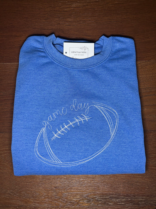 Game Day Football Embroidered Crew Neck