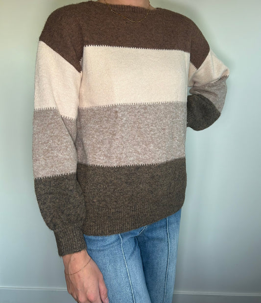 Color Block Mocha Sweater