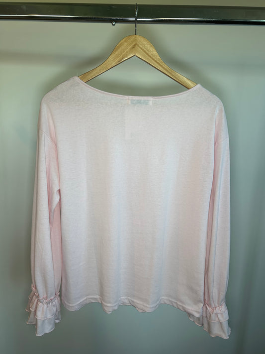 Pink Ruffle Cuff Top
