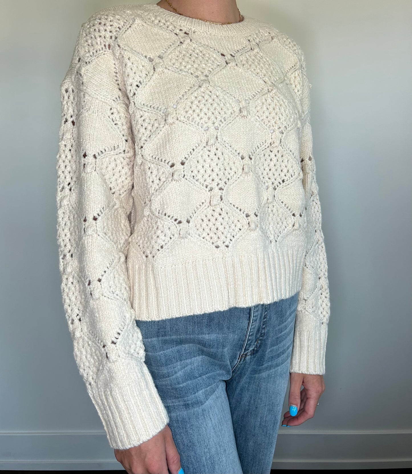 Diamond Knit Pullover Sweater