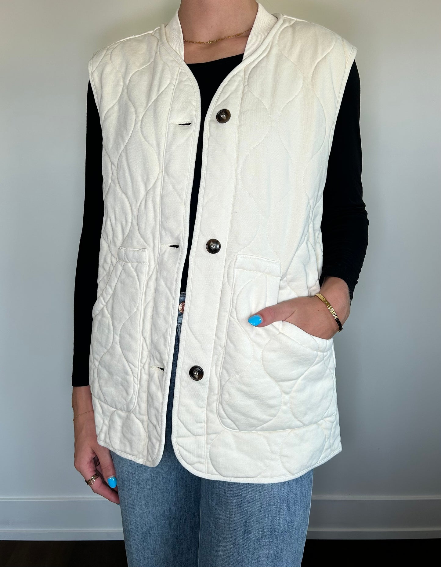 Cream Quilted Vest