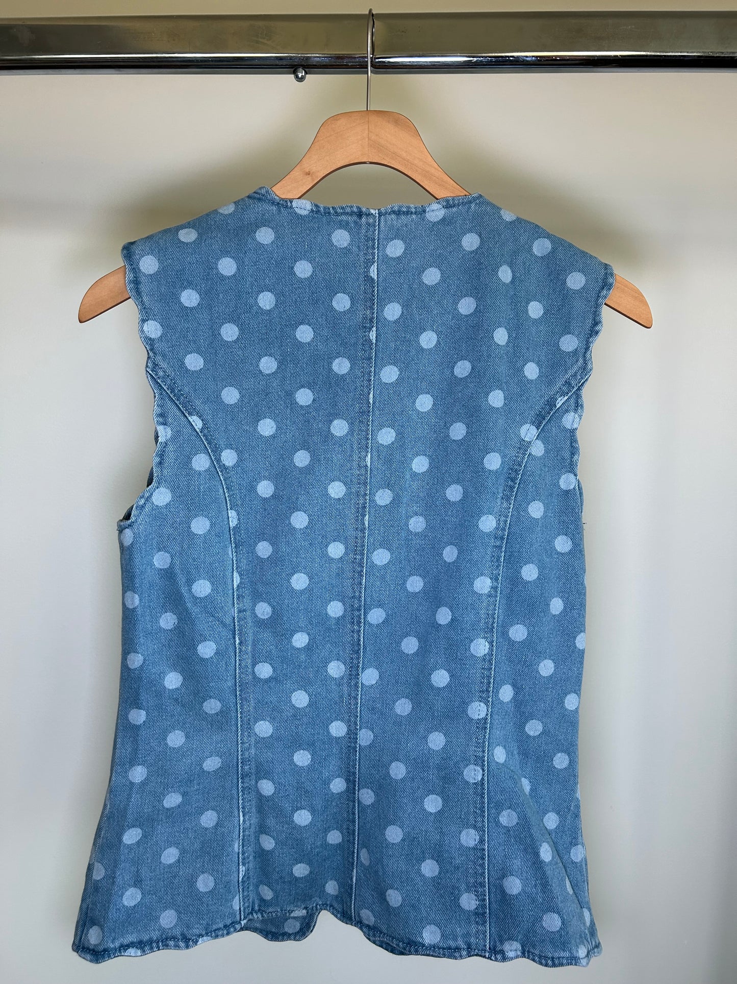 Polka Dot Denim Vest