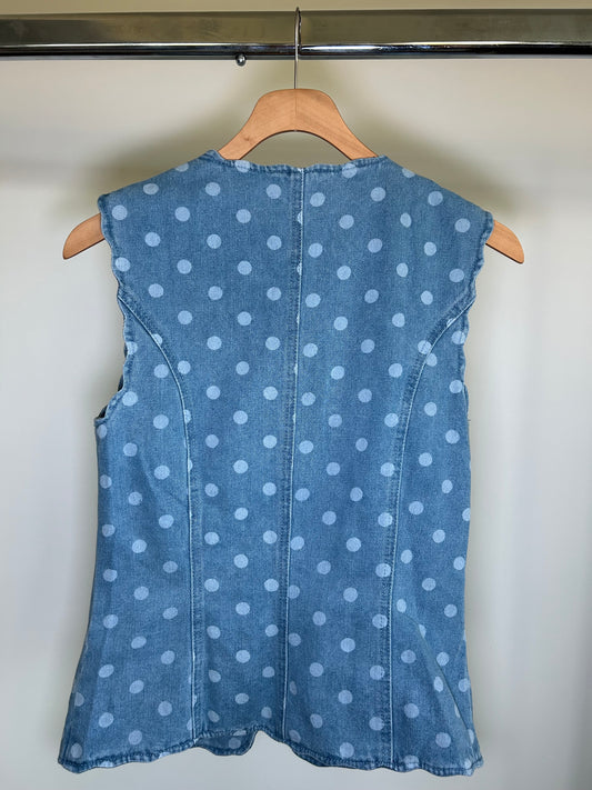 Polka Dot Denim Vest