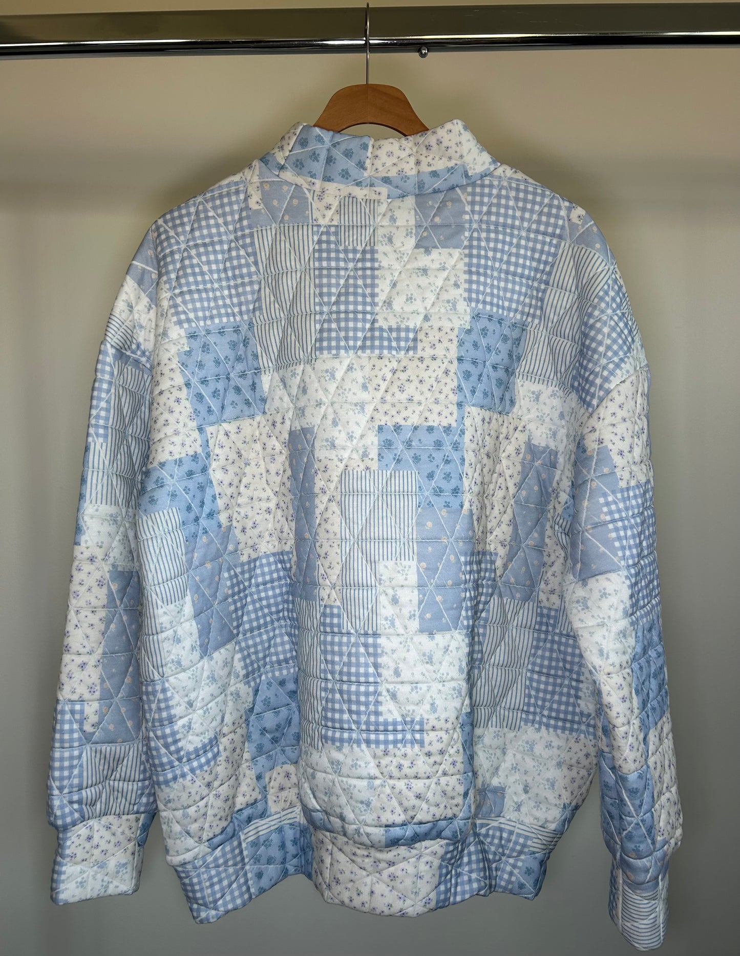 Blue Quilted Pullover