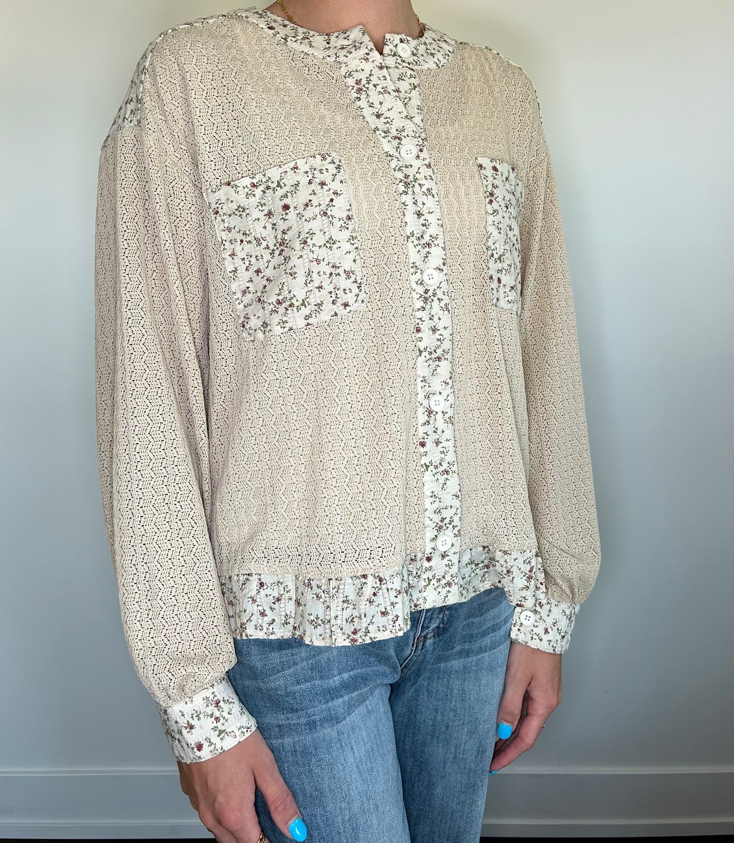 Lace, Flower Contrast Top