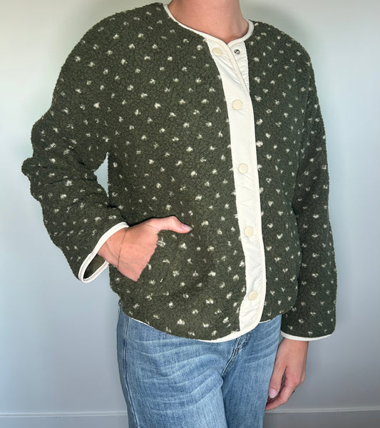Green Polka Dot Sherpa Jacket