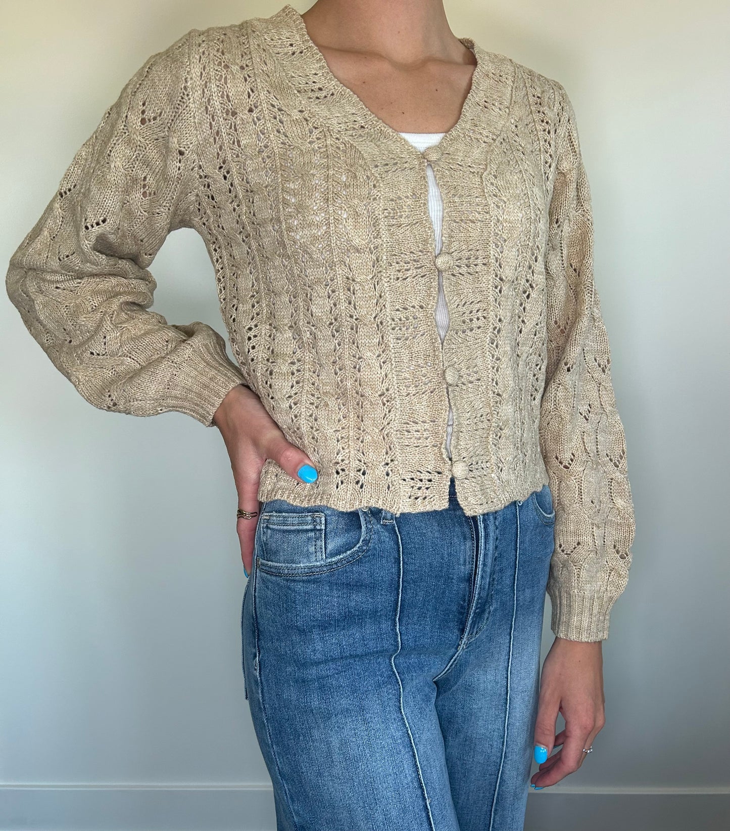 Tan Woven Cardigan