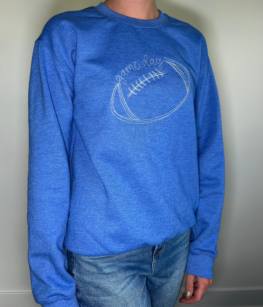 Game Day Football Embroidered Crew Neck