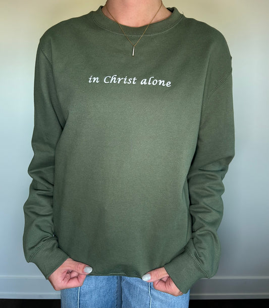 "In Christ Alone" Embroidered Crew