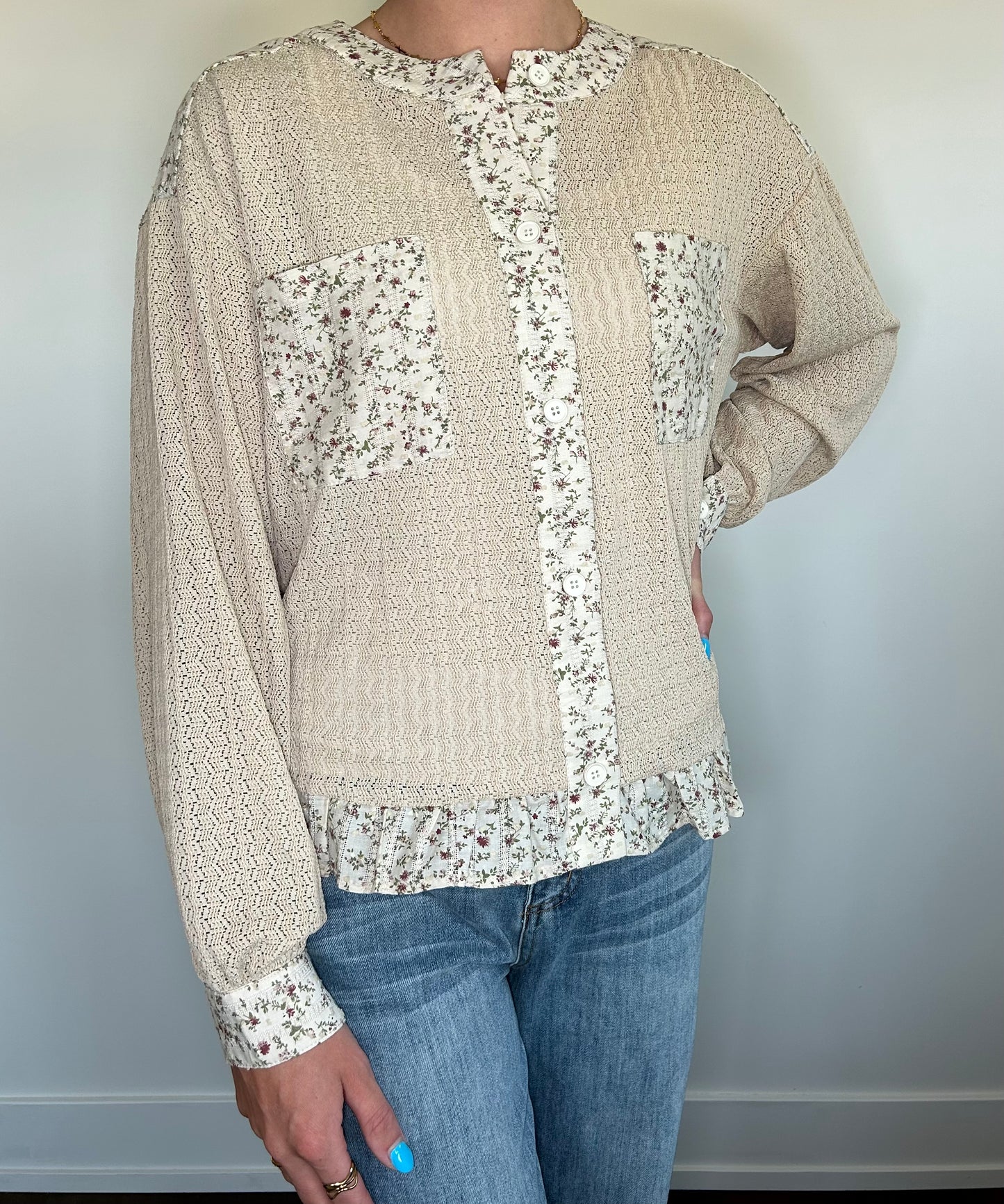 Lace, Flower Contrast Top