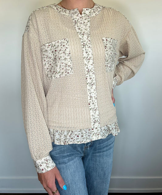 Lace, Flower Contrast Top