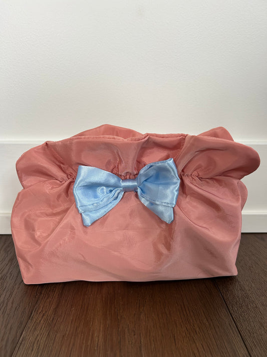 Peach with Blue Bow Travel Bag