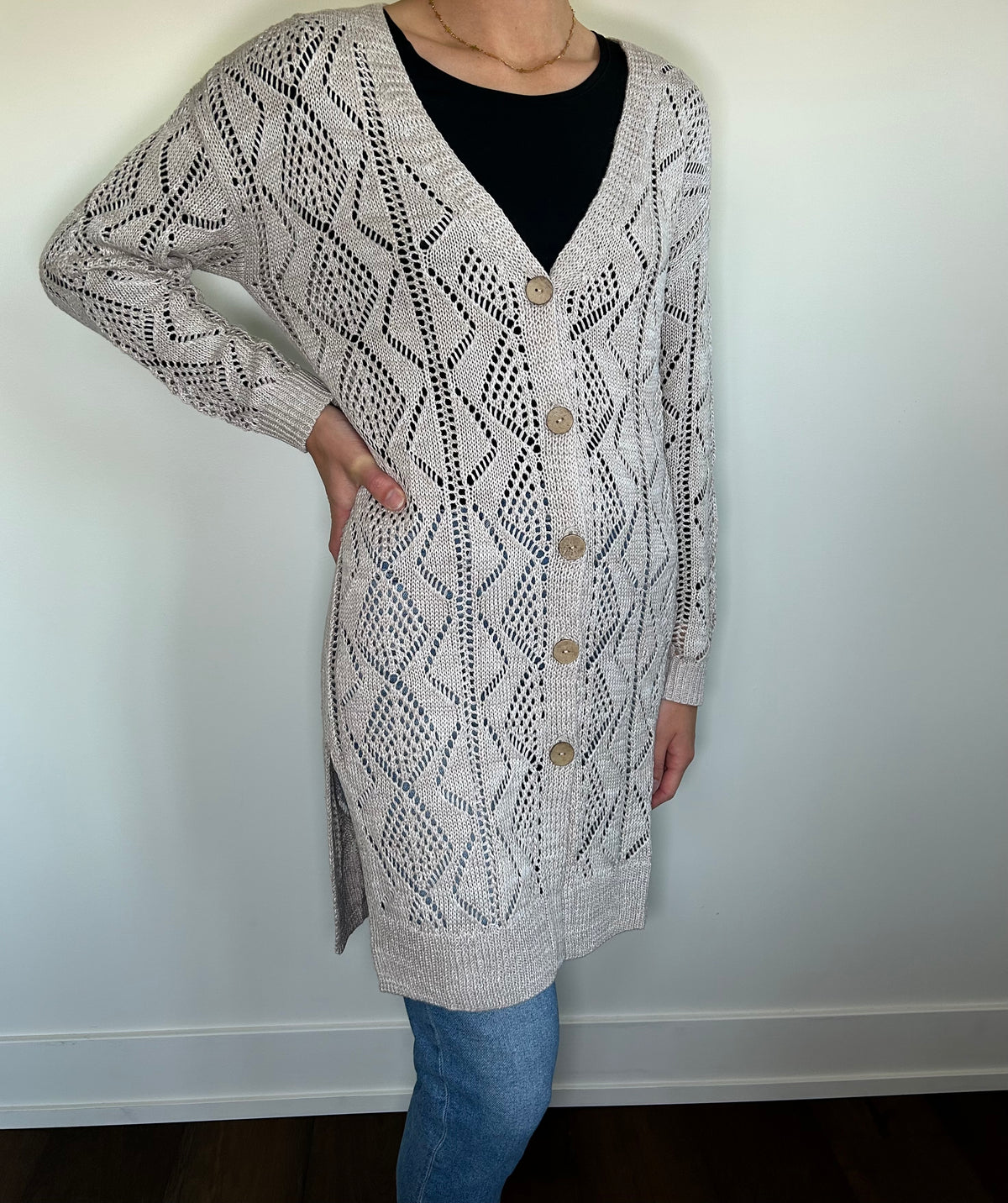 Long Button Down Cardigan