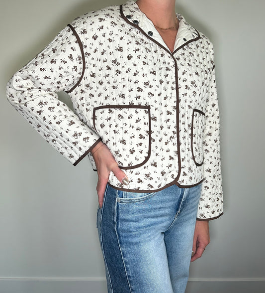 Cream and Brown Floral Jacket