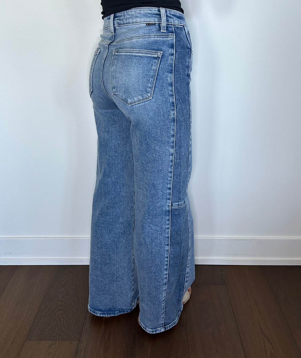 High Rise Side Contrast Jeans