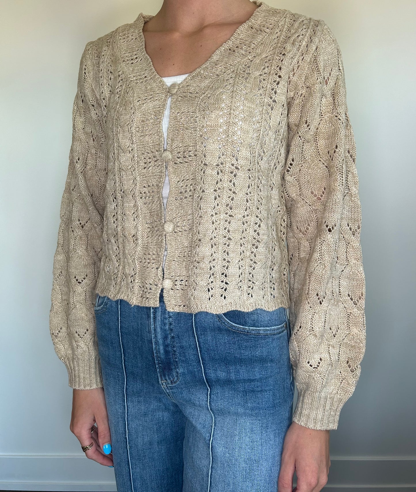 Tan Woven Cardigan