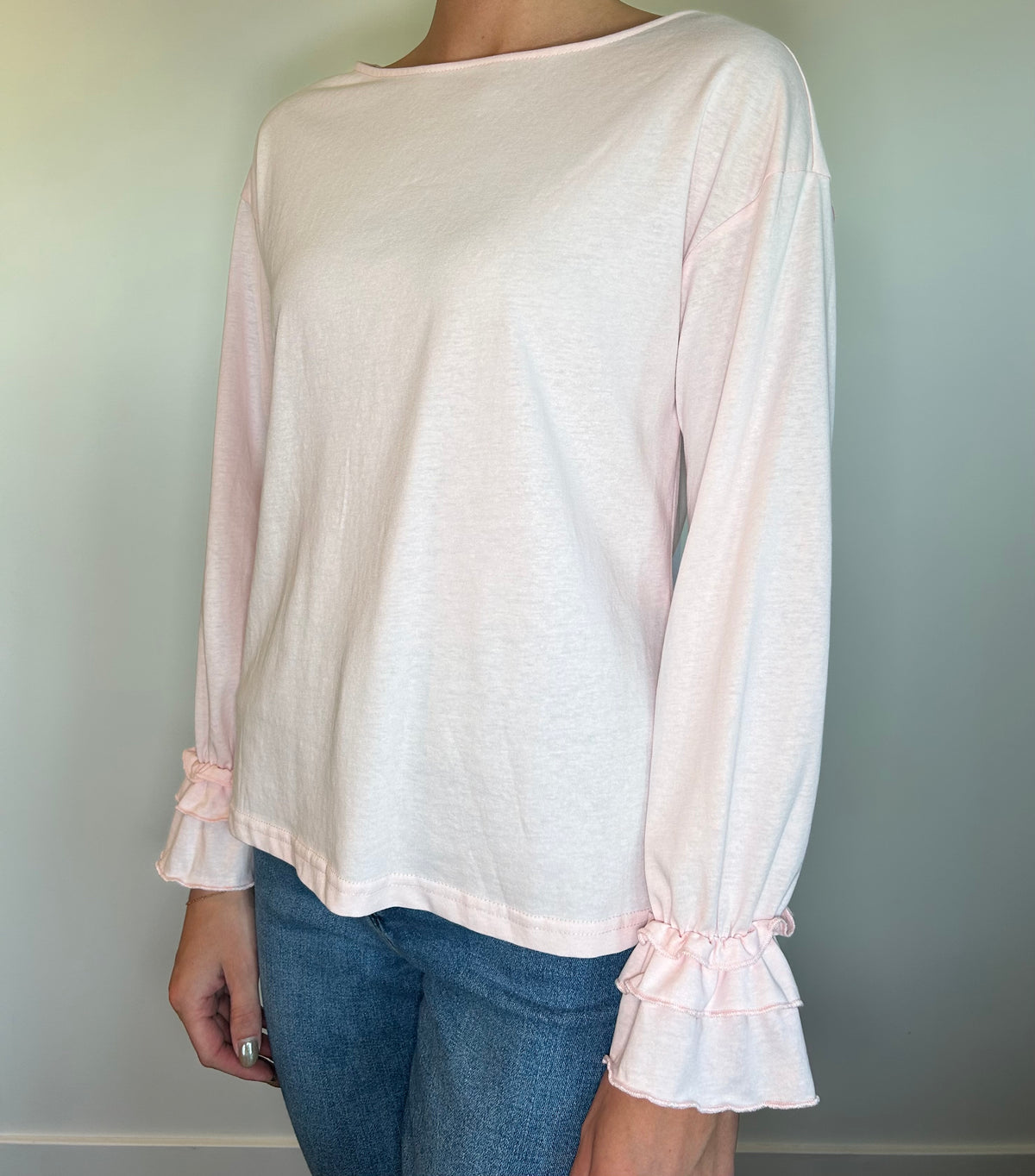 Pink Ruffle Cuff Top