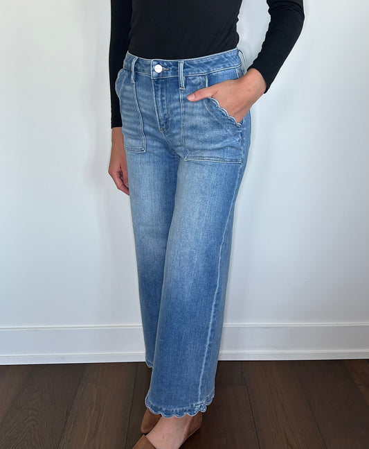 Scalloped Crop Jeans
