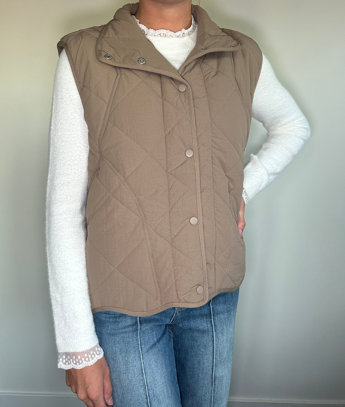 Tan Puffer Vest
