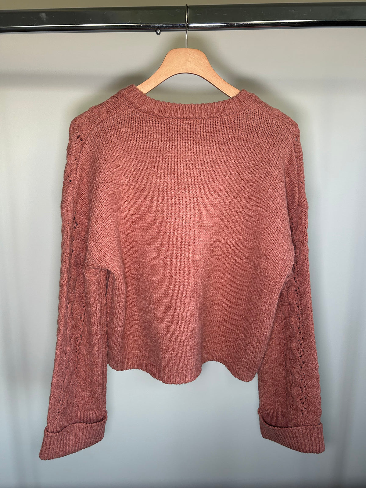 Peach Cable Knit Sweater