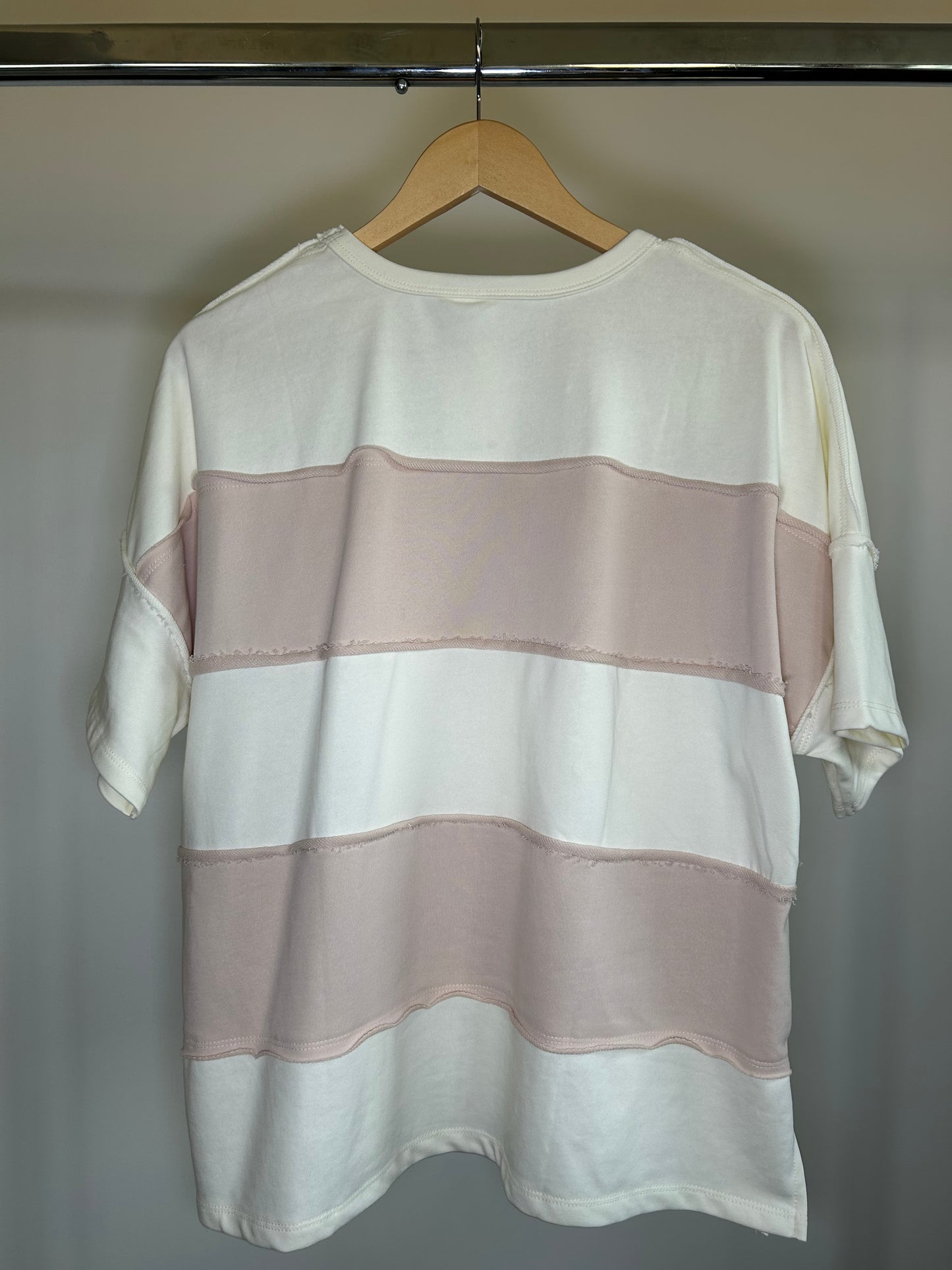 Cream Block Terry Knit Top