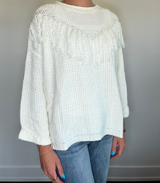Ivory Fringe Sweater